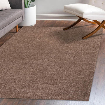 Haze Solid Low-Pile Area Rug Brown